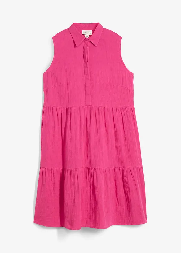 Musselin-Kleid aus reiner Baumwolle in pink von vorne - bonprix