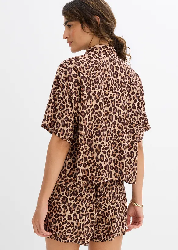 Hemdbluse aus fließender Viskose in beige von hinten (im Anschnitt) - bonprix