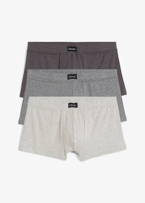 Hipster mit Baumwolle (3er Pack) in grau - bonprix