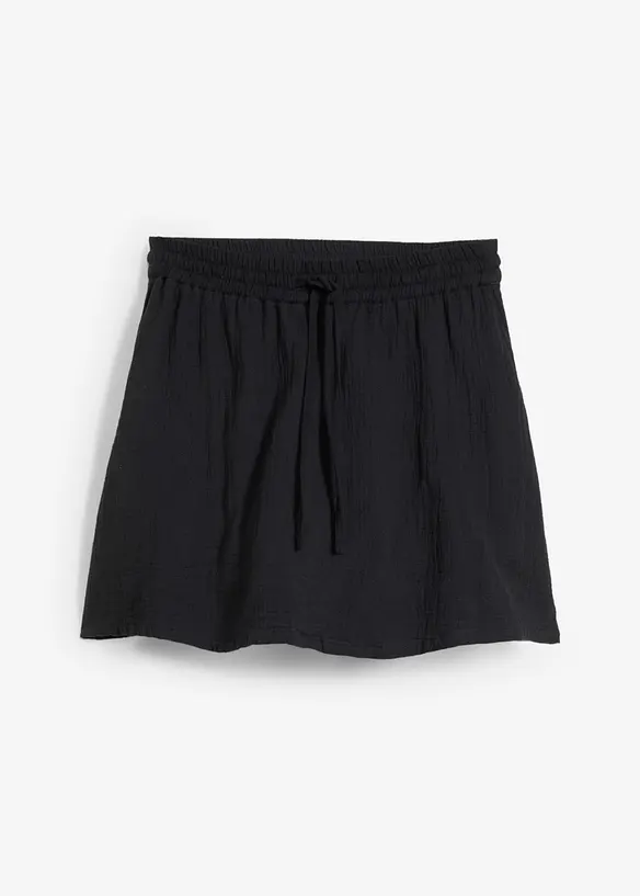 Musselin-Hosenrock aus reiner Baumwolle in schwarz von vorne - bonprix Musselin-Hosenrock aus reiner Baumwolle in schwarz von vorne - bonprix