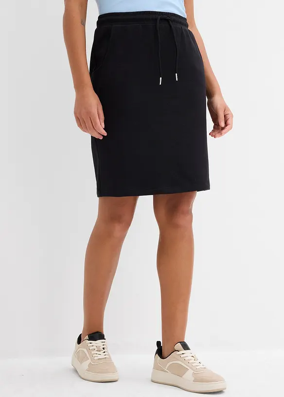 Sweatrock mit Taschen in schwarz von vorne - bonprix
