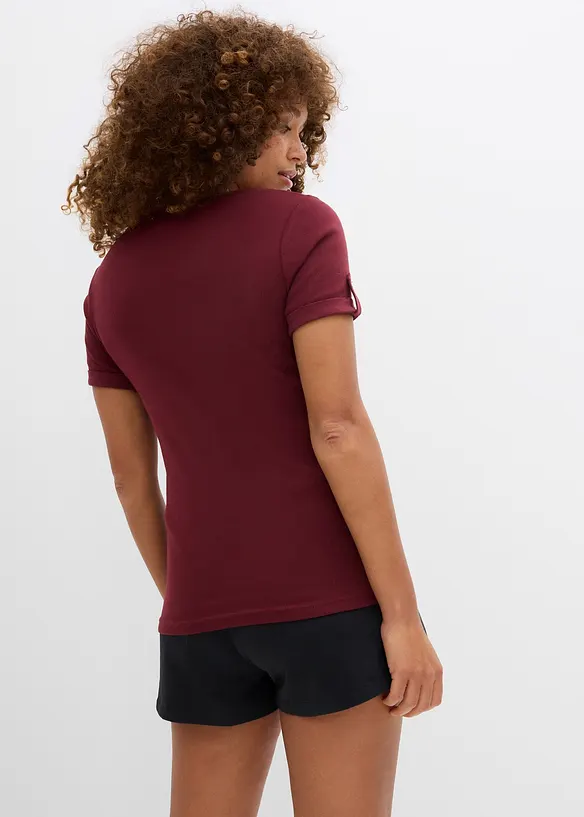 Henleyshirt aus reiner Bio-Baumwolle in rot von hinten (im Anschnitt) - bonprix
