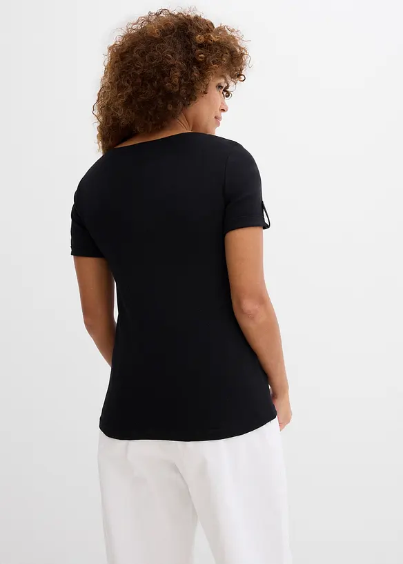 Henleyshirt aus reiner Bio-Baumwolle in schwarz von hinten (im Anschnitt) - bonprix Henleyshirt aus reiner Bio-Baumwolle in schwarz von hinten (im Anschnitt) - bonprix