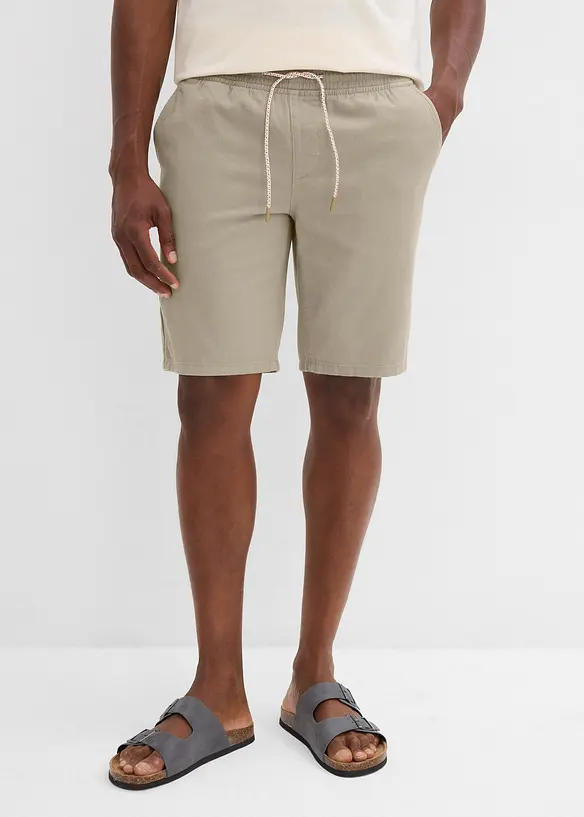 Schlupf-Bermuda aus reiner Baumwolle in Regular Fit in grün von vorne - bonprix