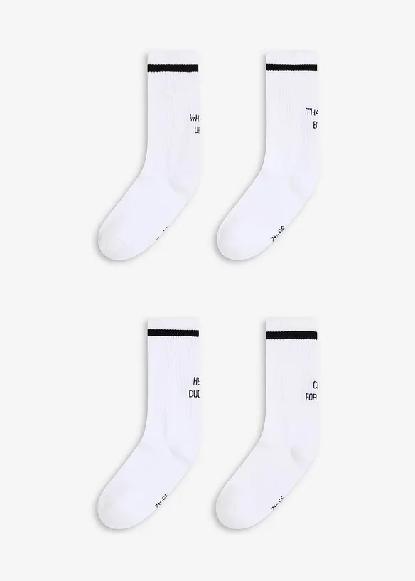 Tennissocken mit Bio-Baumwolle (4er Pack) in weiß von vorne - bonprix