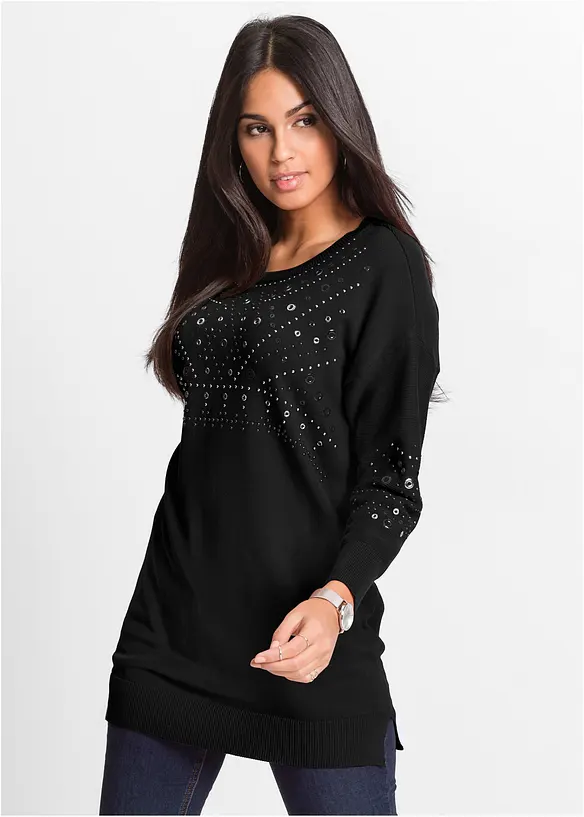 Pullover in schwarz von vorne (im Anschnitt) - bonprix