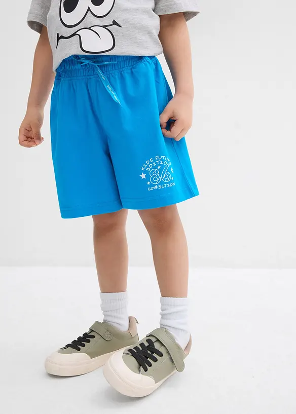 Jersey-Bermuda (2er Pack) aus reiner Baumwolle in blau von vorne - bonprix