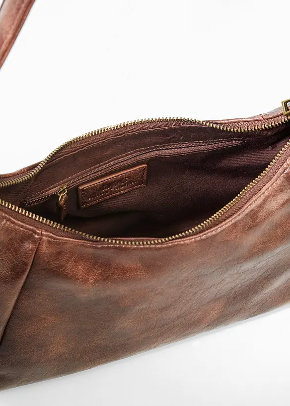 Handtasche in Lederoptik in braun geöffnet - bonprix