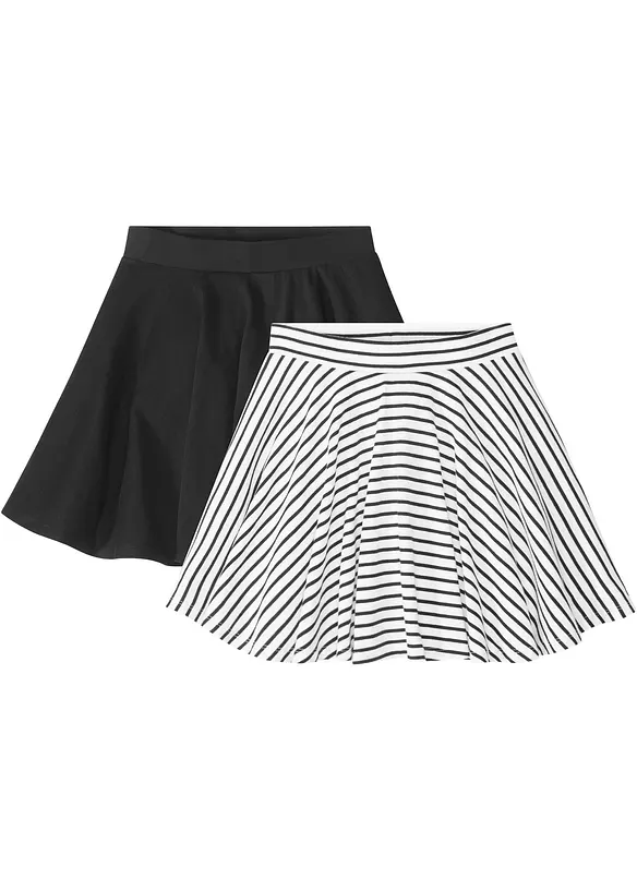 Jersey-Rock aus reiner Bio-Baumwolle (2er Pack) in schwarz von vorne - bonprix