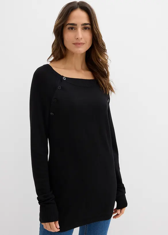 2-in-1 Umstands- und Stillpullover aus Feinstrick in schwarz von vorne (im Anschnitt) - bonprix