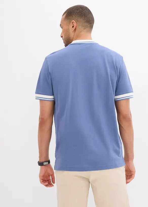 Piqué-Poloshirt aus reiner Bio-Baumwolle in blau von hinten (im Anschnitt) - bonprix