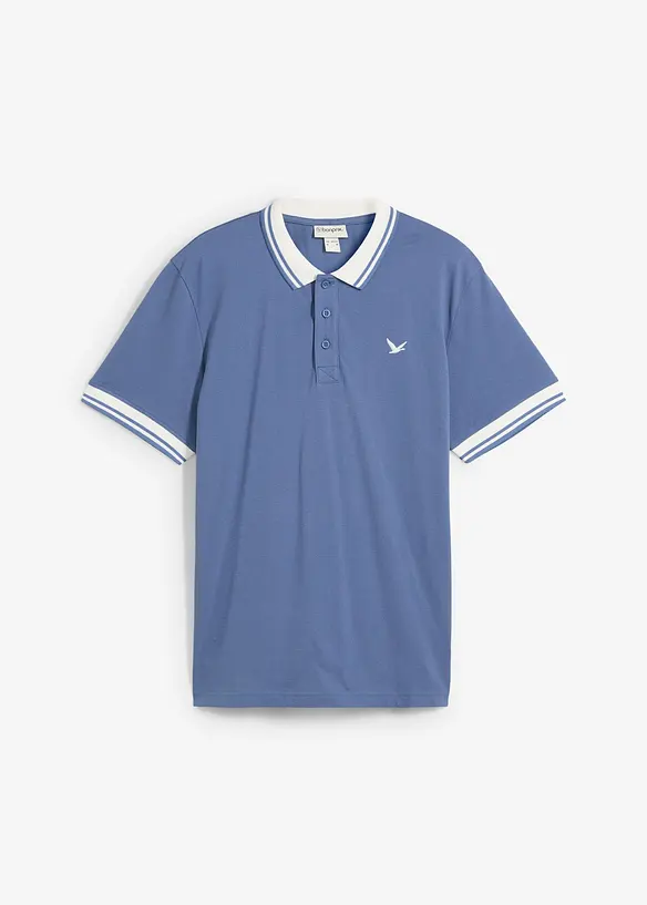 Piqué-Poloshirt aus reiner Bio-Baumwolle in blau von vorne - bonprix