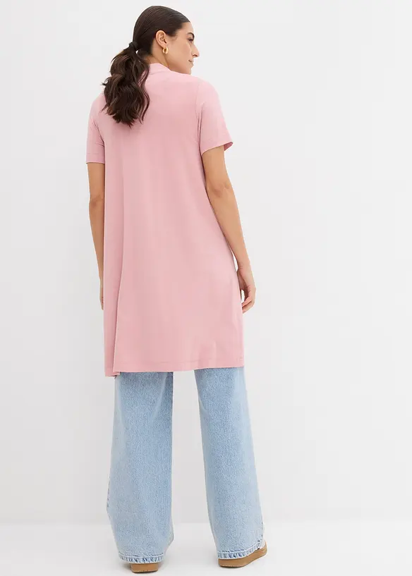 Shirtjacke aus softer Viskose in rosa von hinten (im Anschnitt) - bonprix