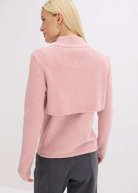 Lagenpullover in rosa von hinten (im Anschnitt) - bonprix