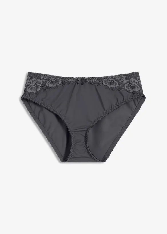 Maxislip mit zarter Spitze in grau von vorne - bonprix