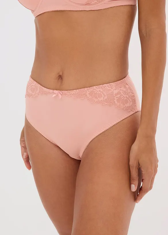 Maxislip mit zarter Spitze in rosa von vorne - bonprix
