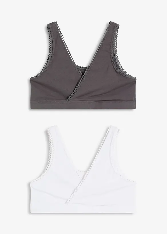 Wende-Bustier mit softer Bio-Baumwolle (2er Pack) in weiß von vorne - bonprix