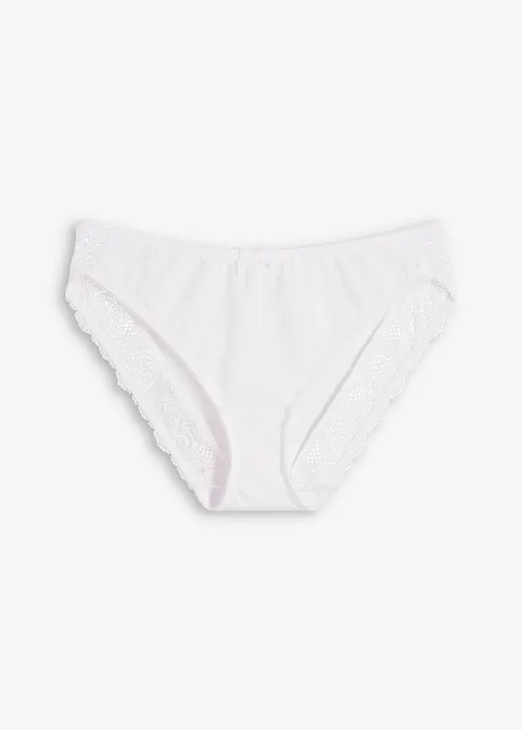 Slip mit zarter Spitze in weiß von vorne - bonprix