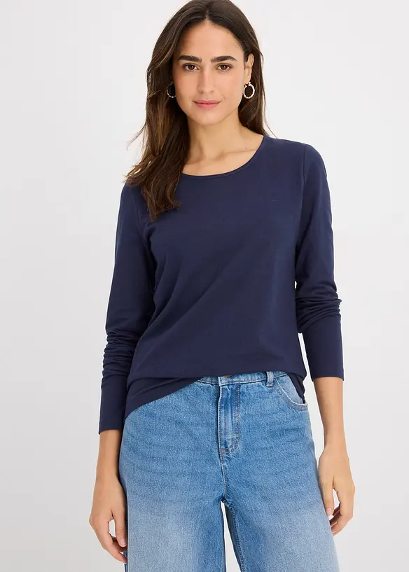 Langarmshirt (2er Pack) in blau von vorne (im Anschnitt) - bonprix Langarmshirt (2er Pack) in blau von vorne (im Anschnitt) - bonprix