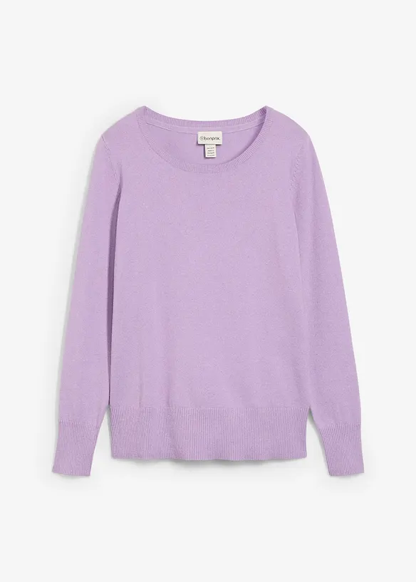 Basic Pullover mit recycelter Baumwolle in lila von vorne - bonprix