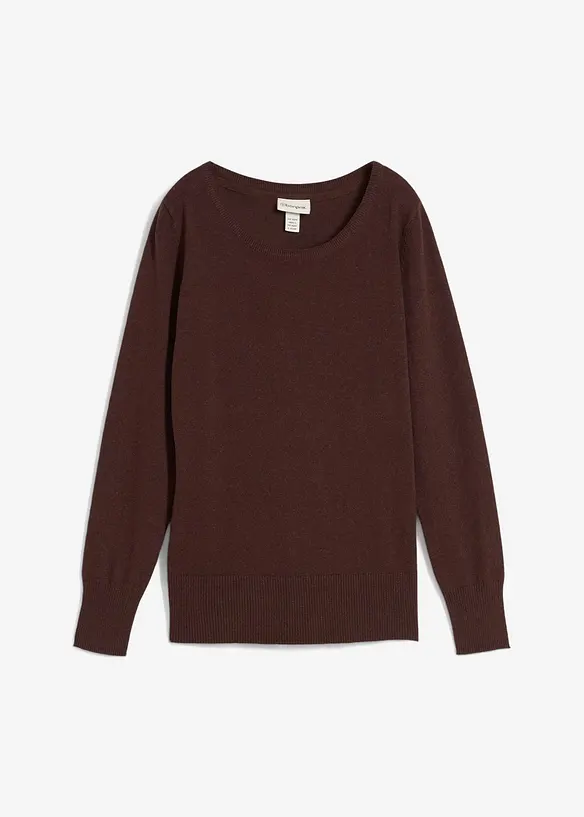 Basic Pullover mit recycelter Baumwolle in braun von vorne - bonprix