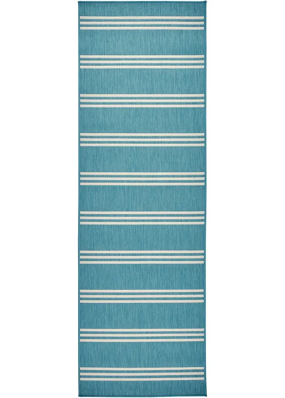 In- und Outdoor Wende-Teppich mit Streifen in blau - bonprix