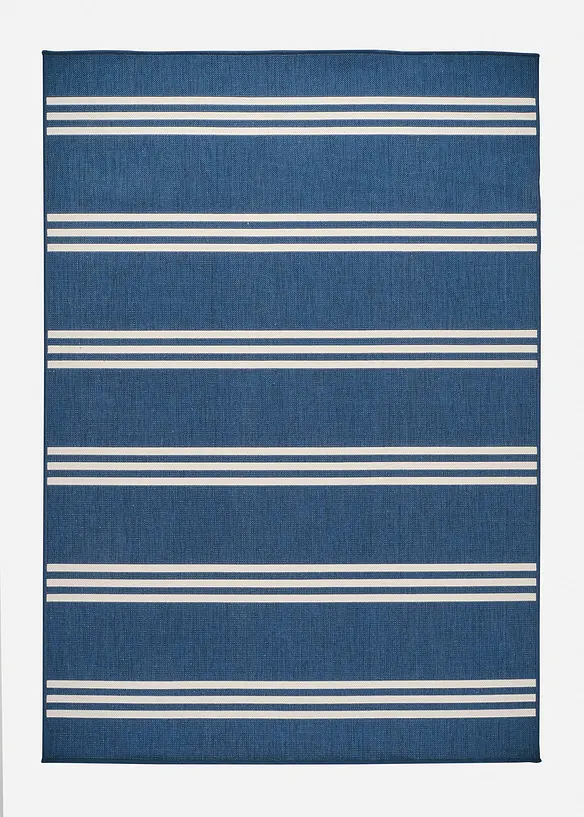 In- und Outdoor Wende-Teppich mit Streifen in blau von vorne - bonprix