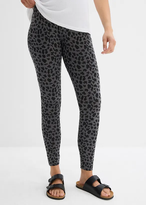 Umstandsleggings aus Bio-Baumwolle (2er Pack) in schwarz von vorne - bonprix