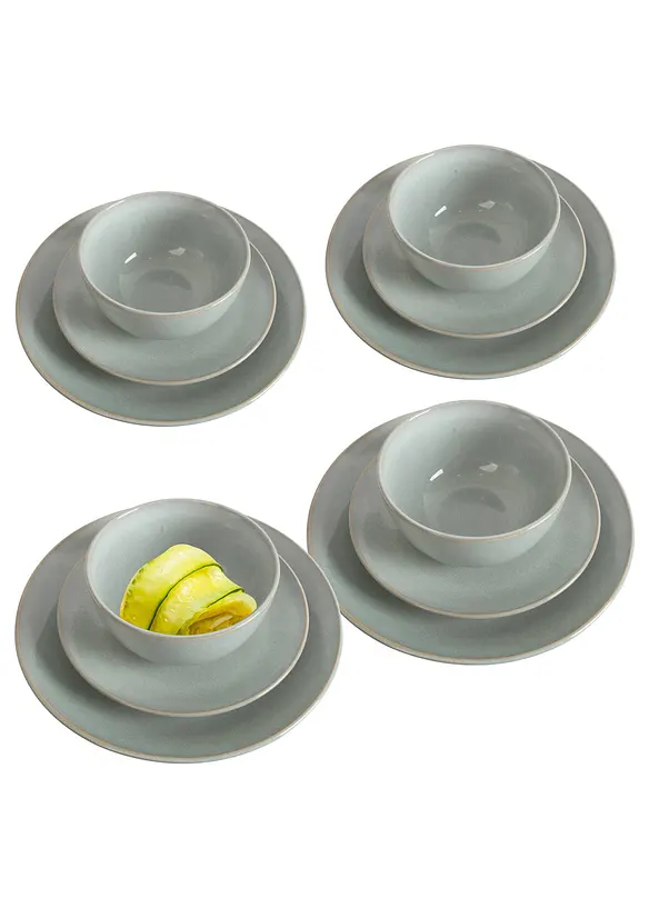 Geschirr-Set (12-tlg. Set) in grau (Detailaufnahme) - bonprix