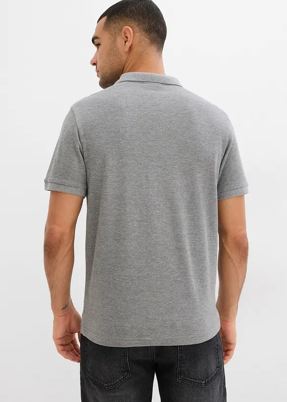 Piqué-Poloshirt in Slim Fit, Kurzarm in grau von hinten (im Anschnitt) - bonprix