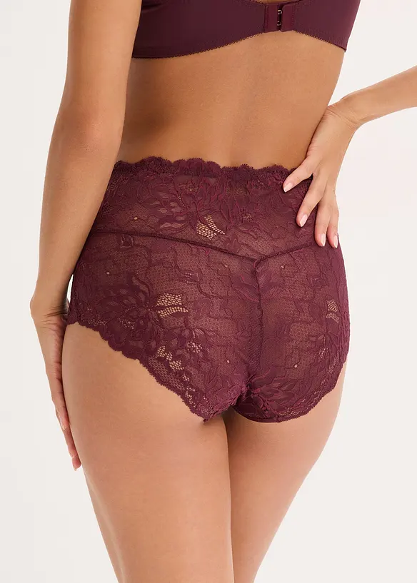 Highwaist Panty aus zarter Spitze in rot von hinten - bonprix