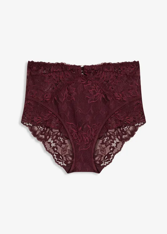 Highwaist Panty aus zarter Spitze in rot von vorne - bonprix