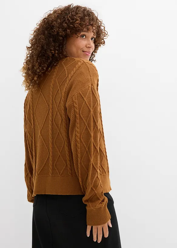 Strickjacke mit Schleifen in braun von hinten (im Anschnitt) - bonprix