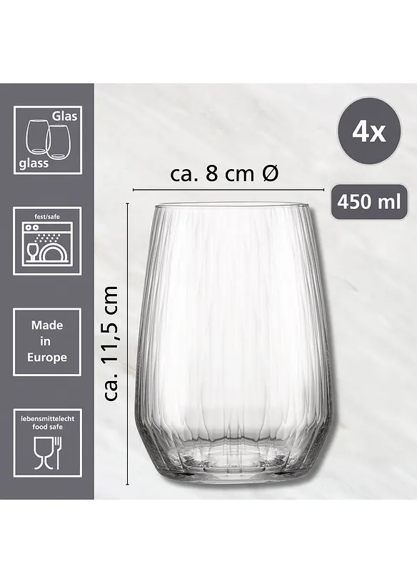 Ritzenhoff & Breker Longdrinkgläser (4er Pack) in farblos (Detailaufnahme) - Ritzenhoff & Breker