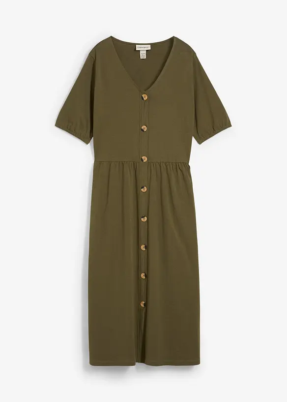 Midikleid aus reiner Baumwolle in grün von vorne - bonprix