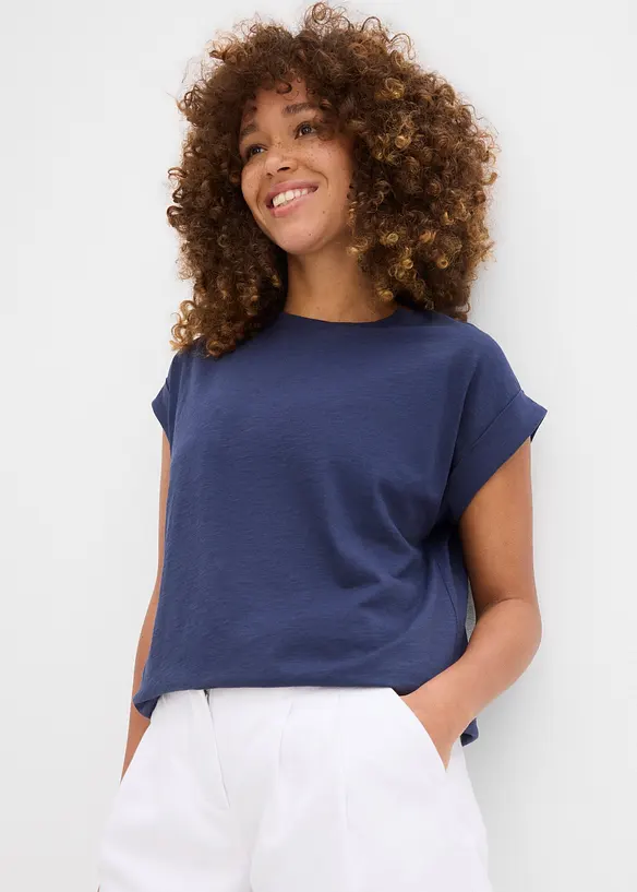 Longshirt aus reiner Bio-Baumwolle (2er Pack) in grün von vorne (im Anschnitt) - bonprix
