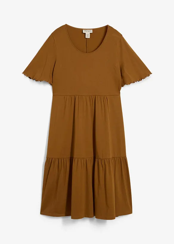 Jerseykleid aus reiner Baumwolle in braun von vorne - bonprix