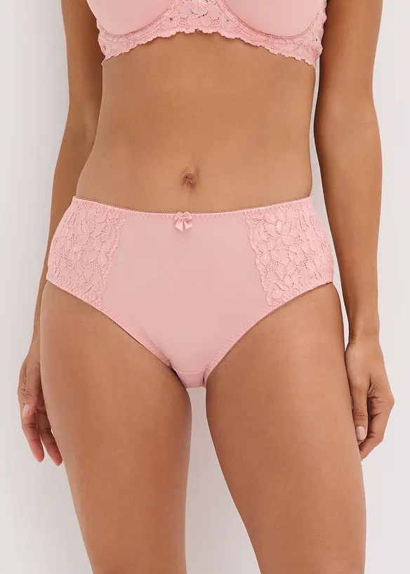 Maxislip mit zarter Spitze (2er Pack) in rosa von vorne - bonprix