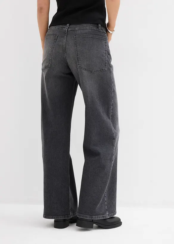 Wide-Leg-Jeans, High Waist in schwarz von hinten - bonprix
