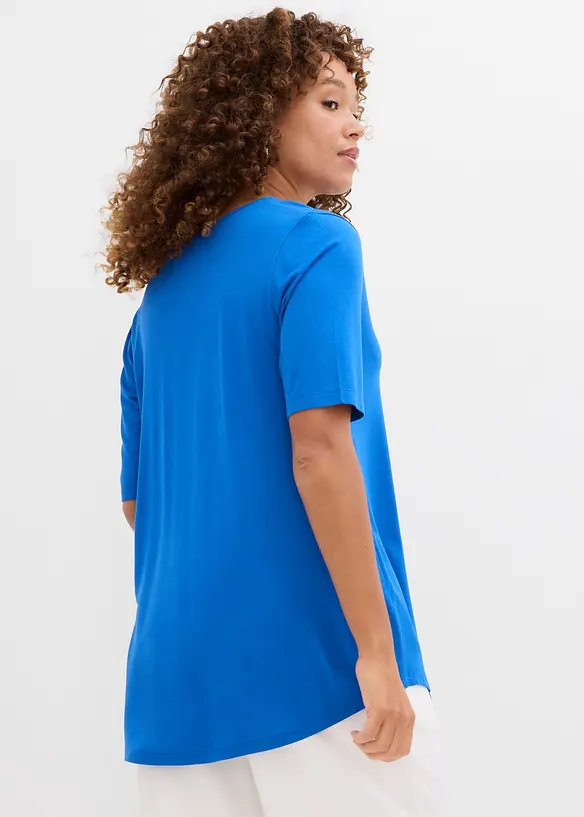 Longshirt aus softer Viskose in blau von hinten (im Anschnitt) - bonprix