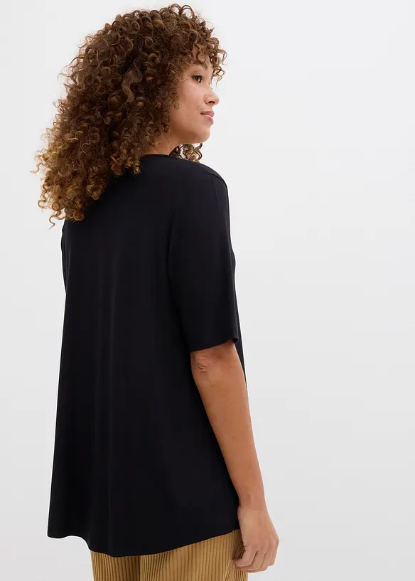 Longshirt aus softer Viskose in schwarz von hinten (im Anschnitt) - bonprix