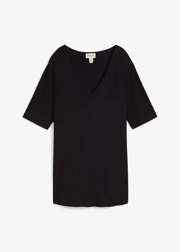 Longshirt aus softer Viskose in schwarz von vorne - bonprix