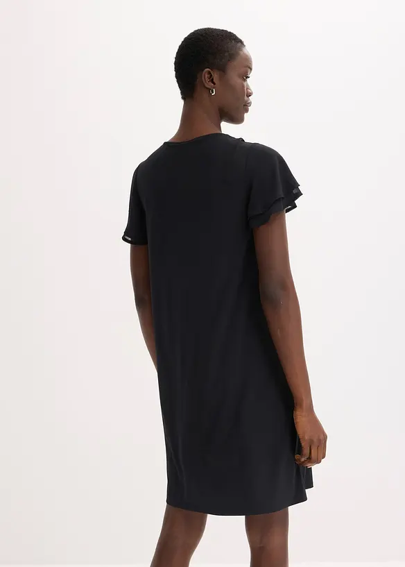 Shirtkleid mit Chiffonärmeln in schwarz von hinten (Totalaufnahme) - bonprix