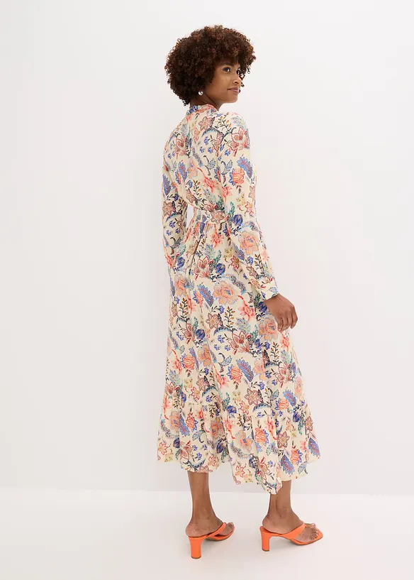 Maxikleid aus fließender Viskose in beige von hinten (Totalaufnahme) - bonprix Maxikleid aus fließender Viskose in beige von hinten (Totalaufnahme) - bonprix