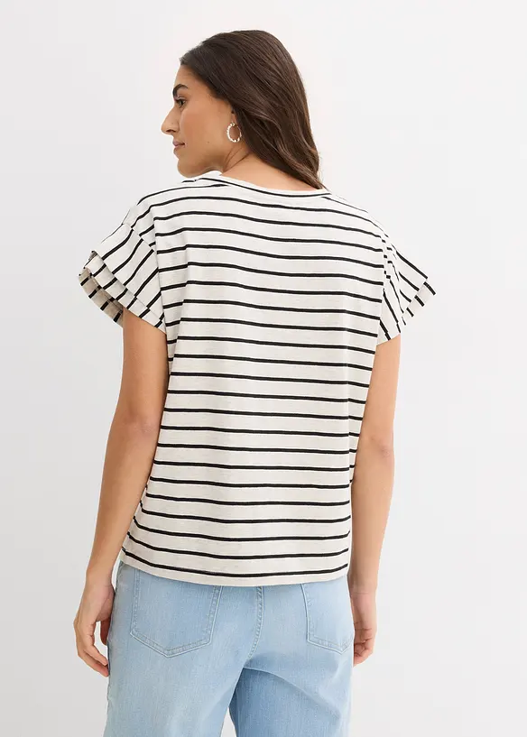 Shirt aus Baumwoll-Mix mit Volantärmeln in beige von hinten (im Anschnitt) - bonprix Shirt aus Baumwoll-Mix mit Volantärmeln in beige von hinten (im Anschnitt) - bonprix