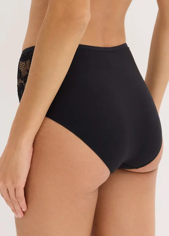 Maxipanty aus softem Modal (4er Pack) in schwarz von hinten - bonprix