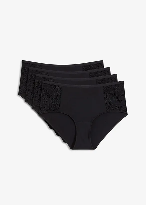 Maxipanty aus softem Modal (4er Pack) in schwarz von vorne - bonprix