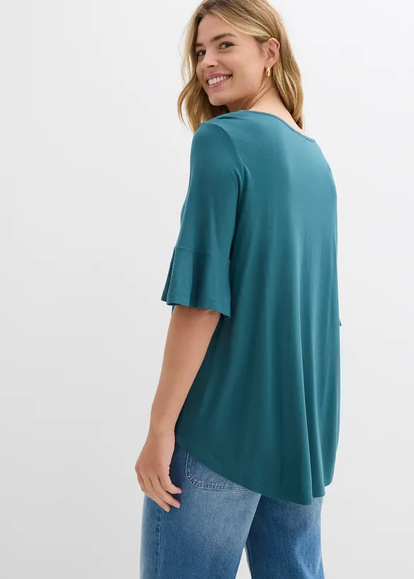 Shirt aus softer Viskose in petrol von hinten (im Anschnitt) - bonprix