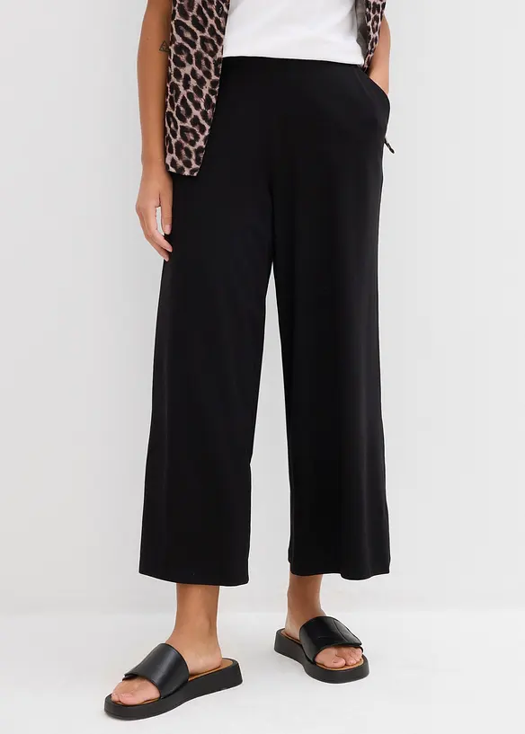 7/8-Hose aus Bio-Baumwolle mit Stretch in schwarz von vorne - bonprix 7/8-Hose aus Bio-Baumwolle mit Stretch in schwarz von vorne - bonprix