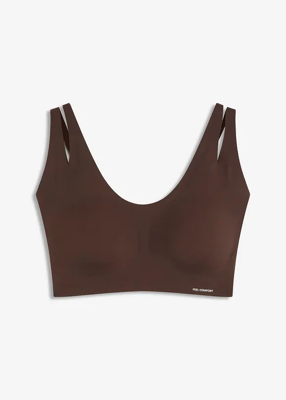 Wattiertes Feel Comfort Seamless Bralette in braun von vorne - bonprix